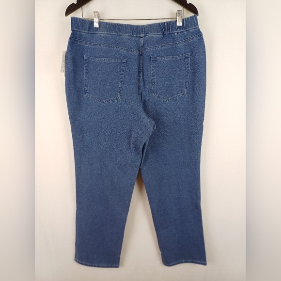 NWT Quacker Factory Dream Jeannes Straight Leg Pants Large Short Blue A292999 - Picture 9 of 9